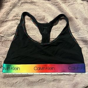Large thick rainbow band Calvin Klein sports bra